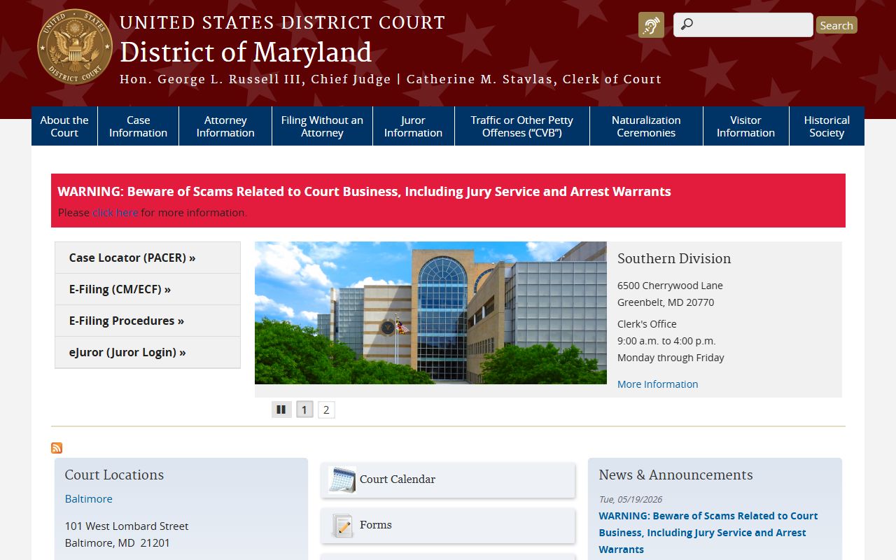 Wicomico County court dockets U.S. District Court for Maryland source
