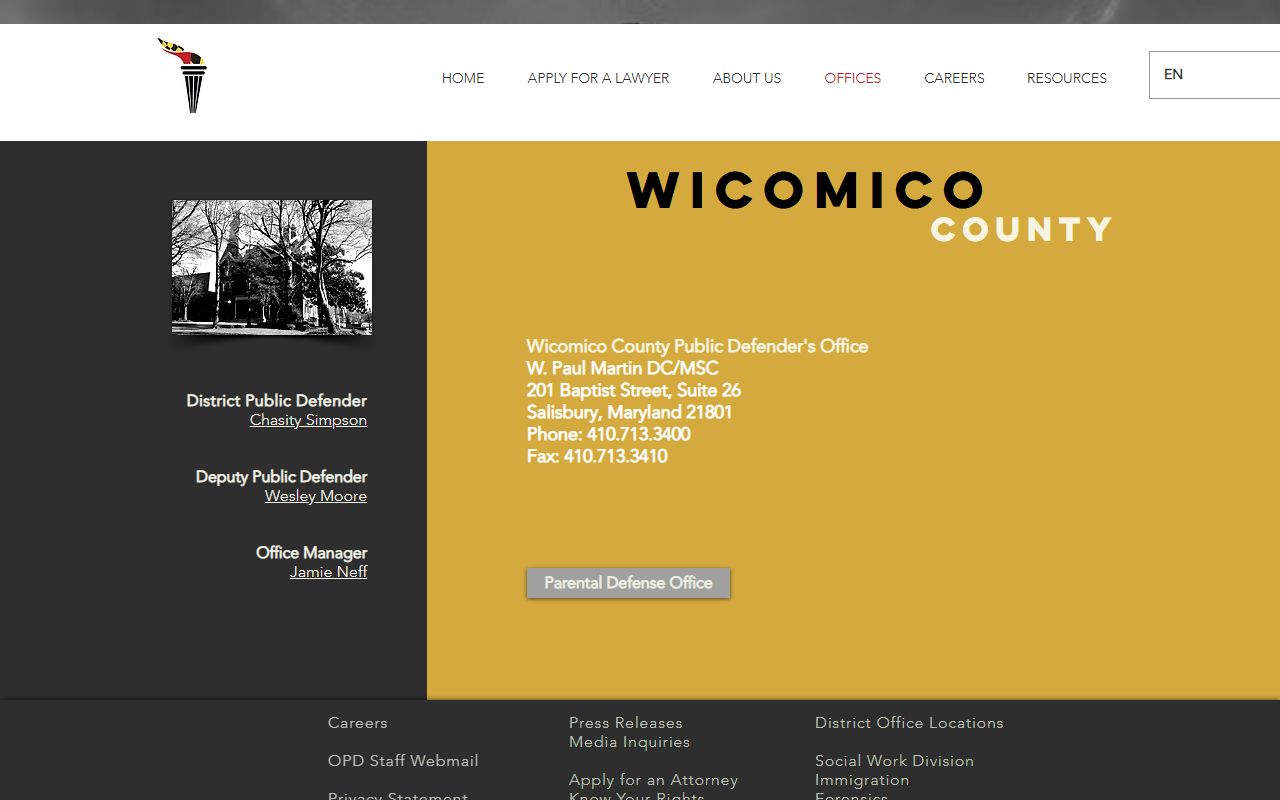 Wicomico County criminal court records public defender office